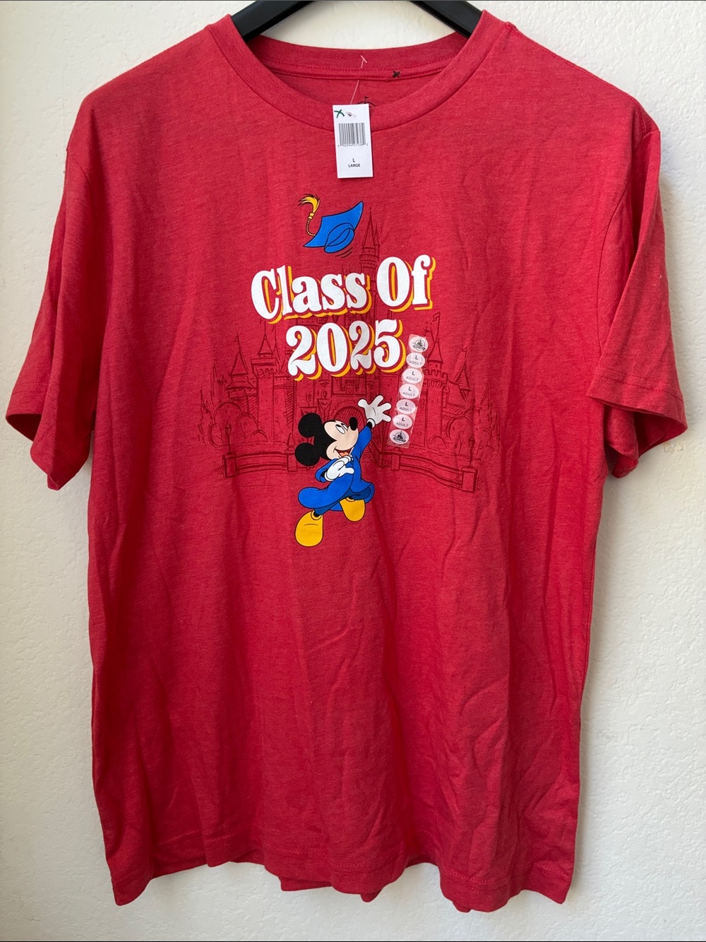 NWT Disney Red Graduation Graphic Tee Class of 2025 Disneyland